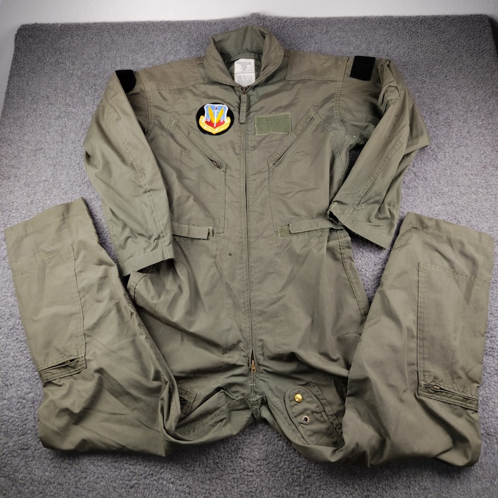 VTG 80s US Air Force Flight Suit Mens 40R CWU-27/P Green USAF Patches